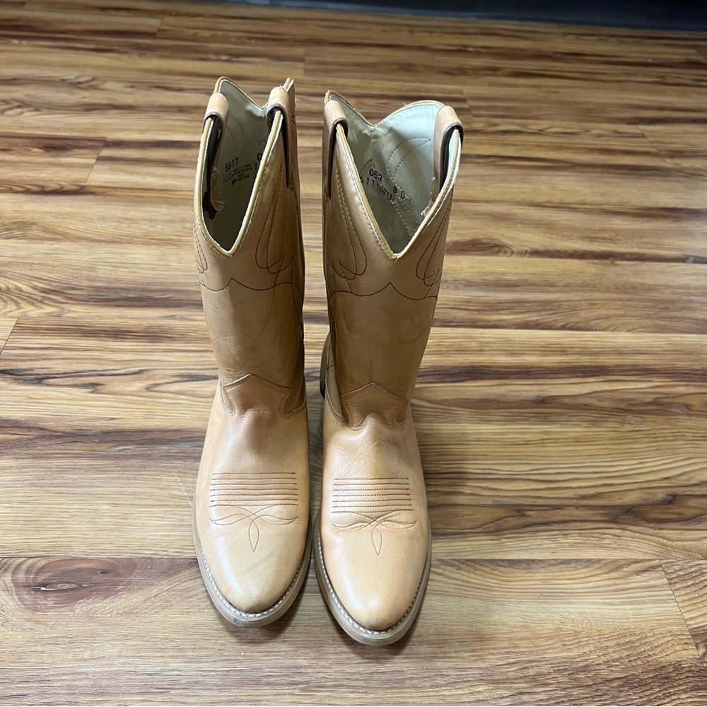 Vintage Dingo 5917 Men's Cream Leather Western Cowboy Boots Size 9D - Picture 3 of 7